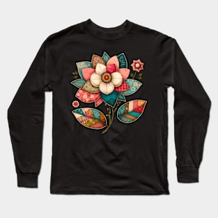 Stitched flower Long Sleeve T-Shirt